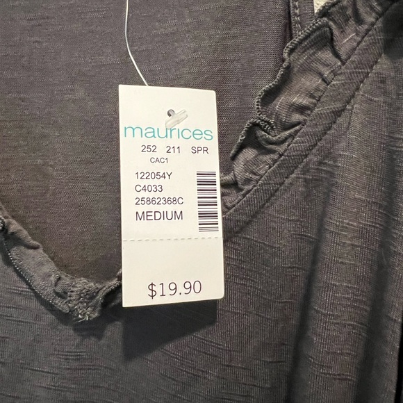 NWT- Dark Gray Cami with ruffle neck line size medium - Picture 3 of 5